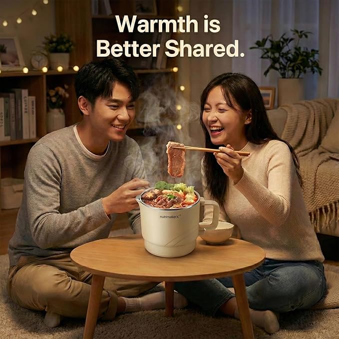 Electric Hot Pot, 1.5L Mini Portable Ramen Cooker for Shabu Shabu, Soup, Oatmeal. Rapid Heating Electric Pot for Dorm Room & Quick Meals. Dual Power Control, Stainless Steel Interior.