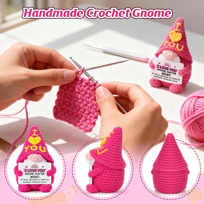 Gifts for Girlfriend Her Anniversary - Cute Crochet Gnome Gift for Wife Women Boyfriend Husband Him Couple, Mothers Mother's Day Birthday Wedding Romantic Long Distance Sweetest Day Gift
