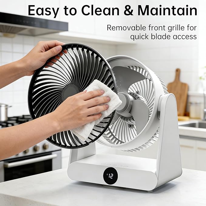 3D Oscillation Air Circulator Fan with Remote, 12000mAh Battery Operated Cordless Desk Fan, 20dB Whisper Quiet Table Fan for Bedroom Home Office, 12 Speeds, 12H Timer, 650 CFM Powerful Airflow