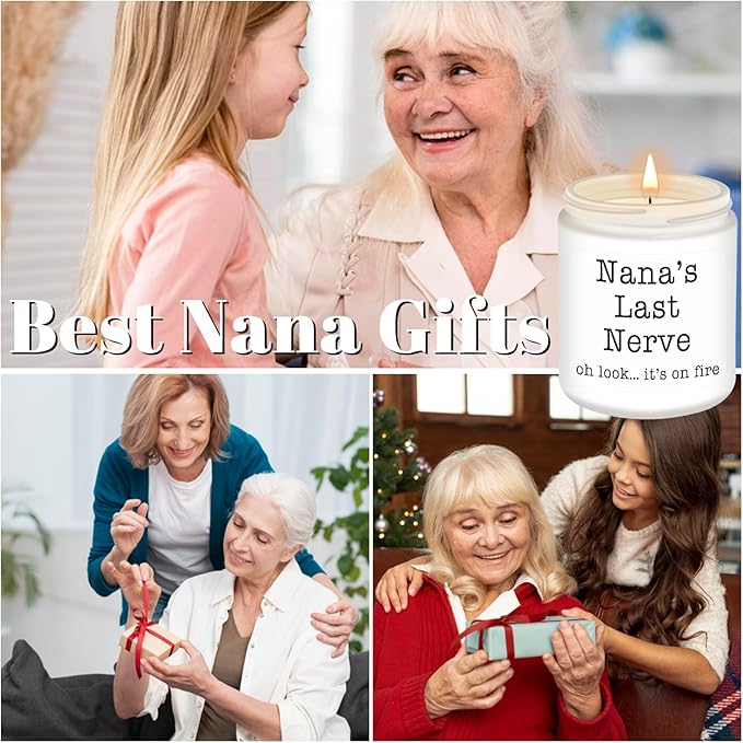 Homsolver Nana Gifts from Grandkids, Birthday Christmas Valentines Mothers Day Gifts for Nana,Nana's Last Nerve Scented Candle