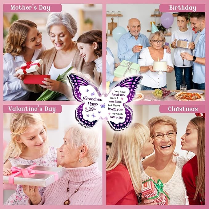 Gifts for Grandma Mothers Day, Grandma Gifts from Grandkids - Butterfly Acrylic Decorations - Birthday Valentines Mothers Day Prensent for Grandmother from Grandkids
