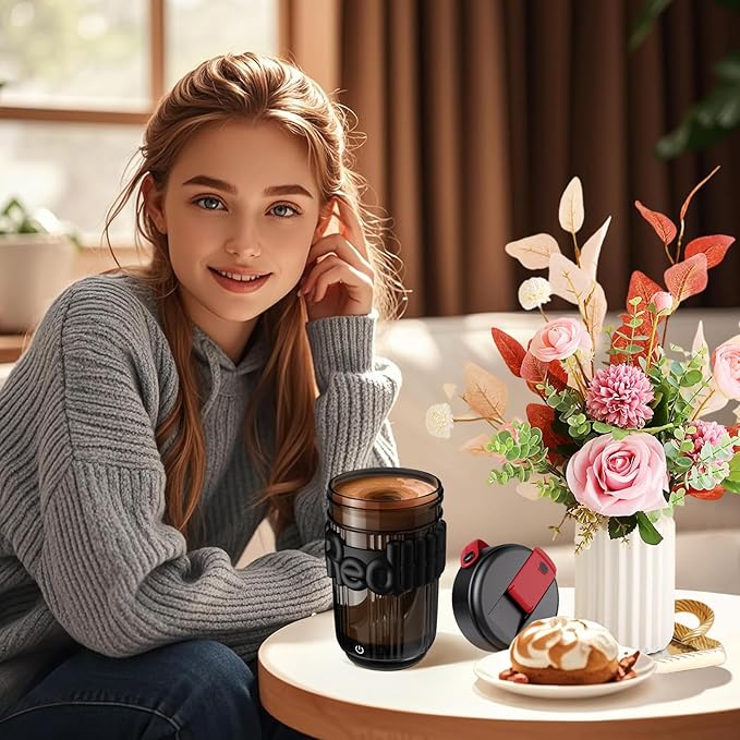 Self Stirring Coffee Mug, 400mL Rechargeable Automatic Magnetic Mixing Cup with Stainless Steel Stir Bar for Coffee/Milk/Hot Chocolate Self Stirring Mug