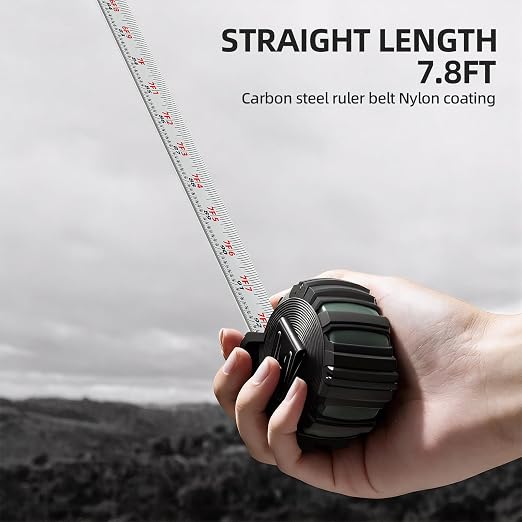 SENDA Tape Measure 16Ft - Heavy Duty Tape Measure with 25mm Wide with Three Stops, High Precision Measuring Tape Retractable Measuring Tape, Rubber for Comfortable Grip, Fraction Markings(1 Pack)