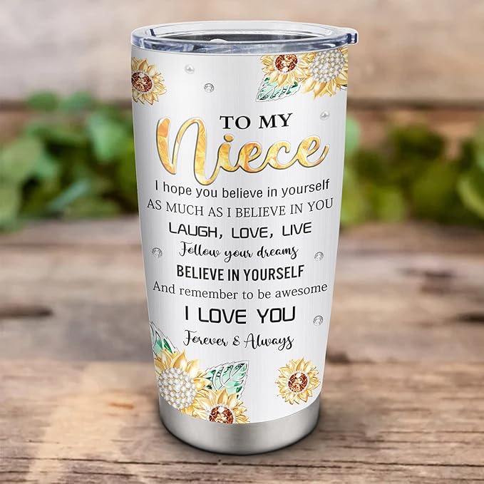 Muilzon Niece Gifts from Auntie/Aunt/Uncle Tumblers 20oz, Gifts for Niece for Birthday Graduation Valentines Day Christmas Coffee Mug, Gift Ideas for Best Nieces Ever Cup
