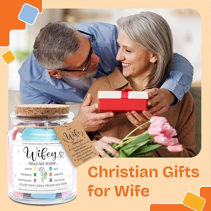 NewEleven Mothers Day Gifts Wife From Husband - Soulmate, Girlfriend, Fiance Gift for Anniversary, Birthday - Inspirational Gifts, Christian Present For Wife From Husband - Bible Verse Jar