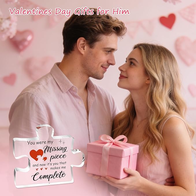 Gifts for Her, Him, Birthday Gifts for Girlfriend, Boyfriend - Puzzle Acrylic Plaque 3.9 x 3.3ā, Wedding Anniversary Christmas Valentines Day Gifts for Wife Husband Couple, I Love You Gifts