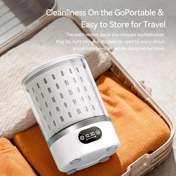 Portable Mini Washing Machine, Upgraded 3-in-1 3L Compact Washer with Spin Dry & Auto Drain,Small Travel Laundry Machine for Underwear Baby Clothes Socks Towels Home Dorm (White)