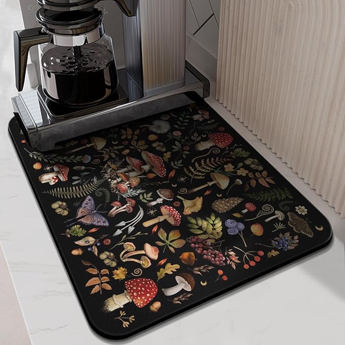 Kitchen Countertop Dish Drying Mat,Super Absorbent Coffee Bar Mat for Maker Espresso Machine, Anti-Slip Accessories for Kitchen Countertops 24x18 Inch