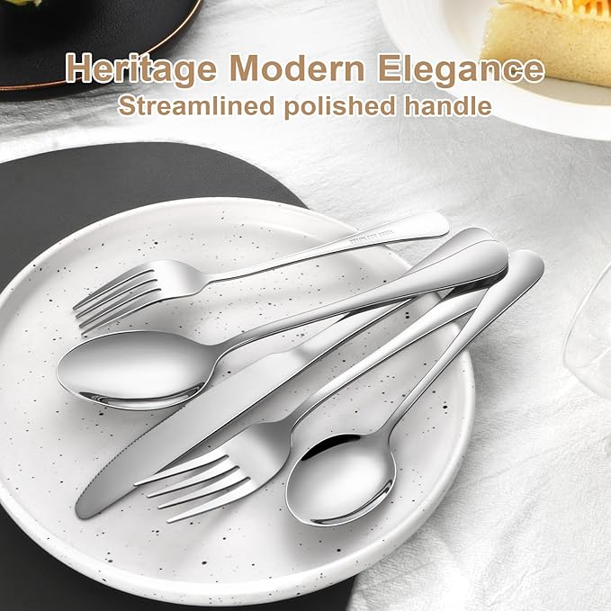 Lazycorner Silverware Set 30 Piece Stainless Steel Flatware Set Silverware Utensils for 6 People Includes Forks Knives Spoons & Salad Forks Dishwasher Safe for Home Restaurant or Outdoor Use