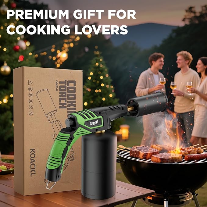 KOACKL Powerful Propane Torch, Propane Torch Head, Kitchen Cooking Culinary Torch Lighter, Charcoal Lighter, Sous Vide Searing Steak, BBQ, Grill, Campfire Charcoal Starter(Tank Not Included)