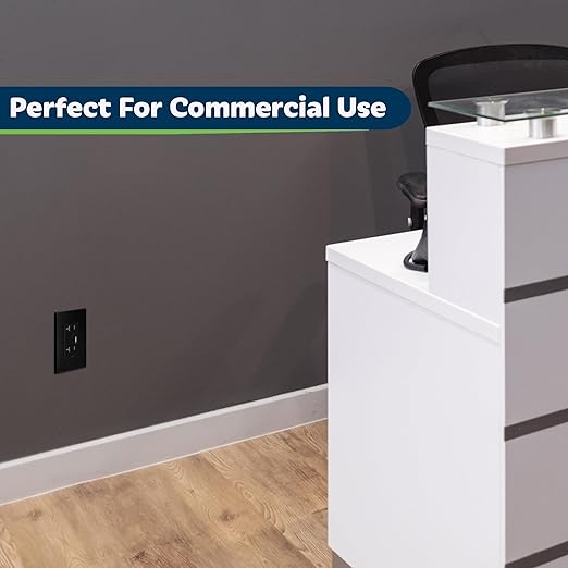 TOPGREENER 2-Port USB Outlet, Type C USB Wall Outlet, 20 Amp TR Receptacle Plug, Charging Power Outlet with USB Ports, Wall Plate Included, UL Listed, TU22036AC-BK-6PCS, Black, 6Pack