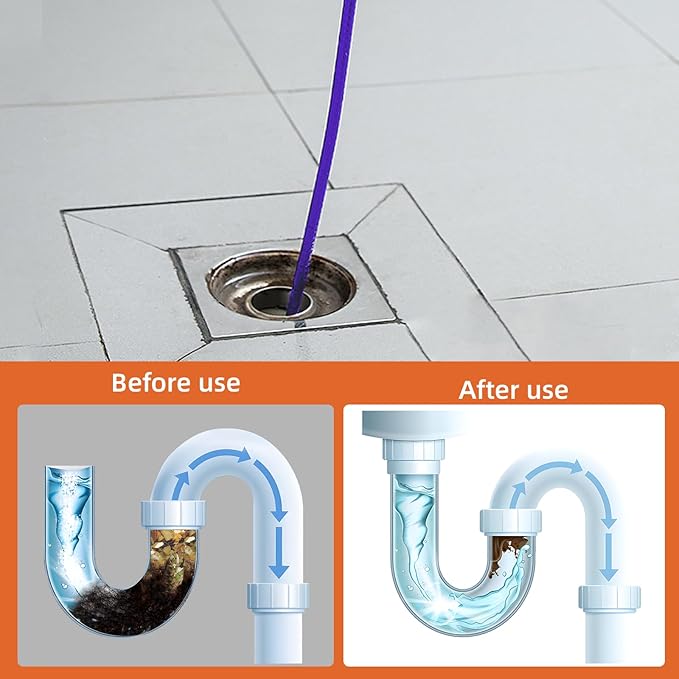 Sewer Jetter Kit for Pressure Washer, 100FT Drain Cleaner Hose 5800PSI with 1/4 Inch NPT Corner, Rotating Nozzle and 4 Different Button Nose Sewer Jet Nozzles, Waterproof Tape and 2 Spanners ďźPurpleďź