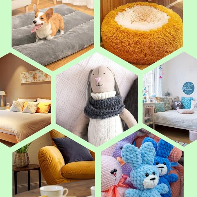 200g/7oz Polyester Poly Filling Stuffing, (1.8oz-1.21 lb) Premium Fiberfill Polyfill Stuffing for Stuffed Animals, High Resilience Fiber Fill Stuffing for Crafts, Crochet Stuffing