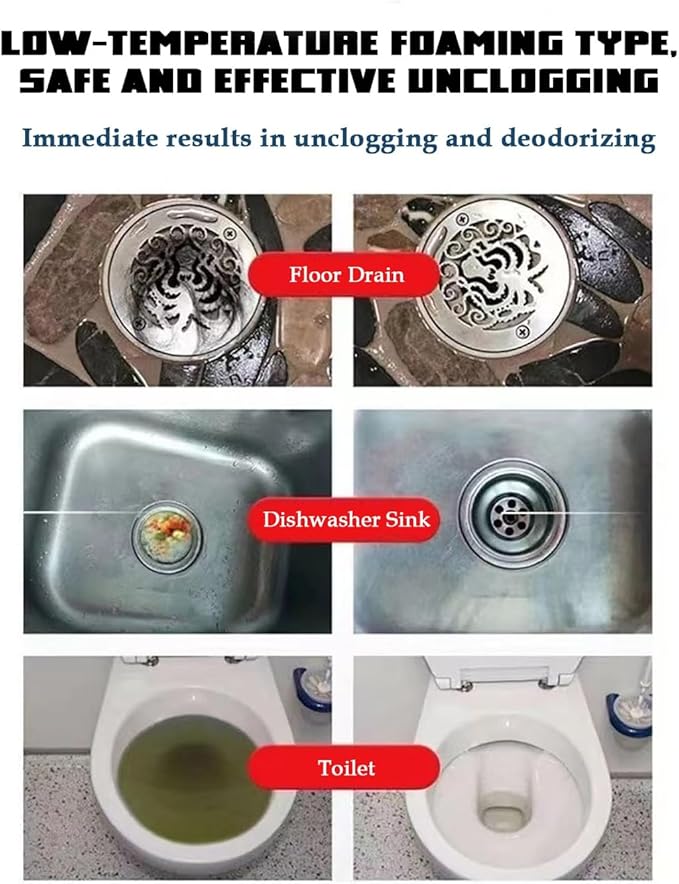 Drain Cleaner, Sink and Drain Cleaner Powder, Powerful Sink Cleaner Powder for Bathroom & Kitchen Dredging, Wild Pipes Cleaning Tool 100g (3 * 100g)