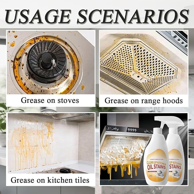 Heavy Duty Degreaser,New Upgrade Kitchen Heavy Duty Cleaner Spray Portable Degreasing Spray, All-Purpose Kitchen Pots and Pan Cleaner for Appliances Countertops Range Hoods (2, White)