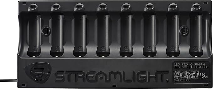 Streamlight 20221 SL-B26 Protected Li-Ion USB Rechargeable Battery Pack 120V/100V AC 8-Unit Bank Charger, Black