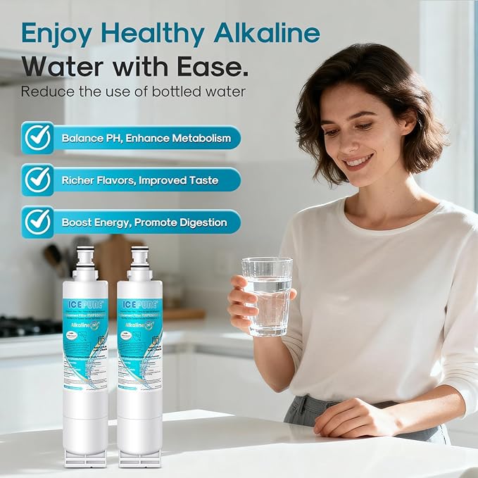 ICEPURE Alkaline 4396508 Refrigerator Water Filter Replacement for EDR5RXD1, EveryDrop Filter 5, Whirlpool 4396510, 4392857, 4396547, 9085, NL300, LC400V, PNL240V, WF-NLC240V WF285, Enhances PH, 1Pack