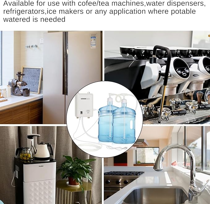 TDRRICH Bottled Drinking Water Dispensing Pump System,Double-Pipe Electric Water Pump for 5 Gallon Power 25W Pressure Value 60psi 1GPM Flow 2.5L Suitable for Coffee/Ice Machines,Refrigerators, Faucets