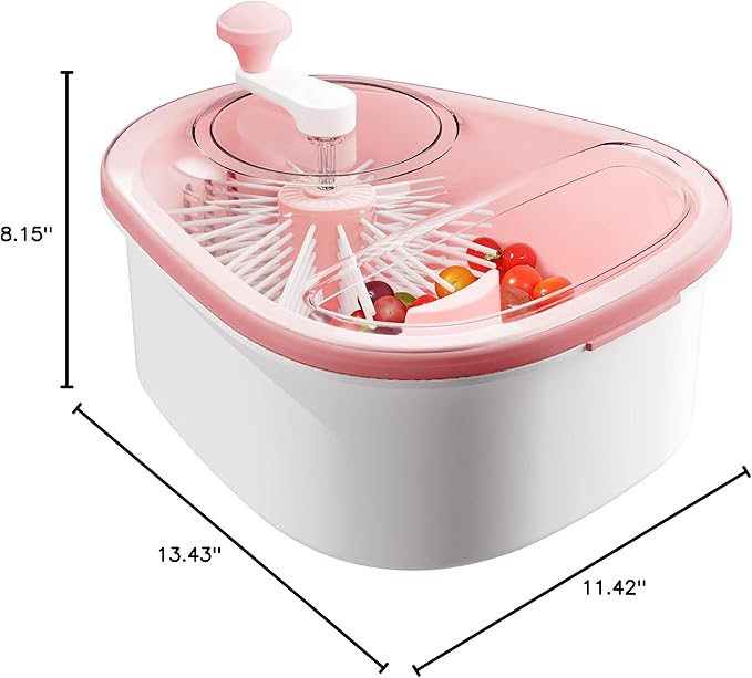 JOYMOOP Fruit Washer and Spinner with Brush, Large Cleaning Bowl for Fruits, Vegetables and Salad, Produce Scrubber