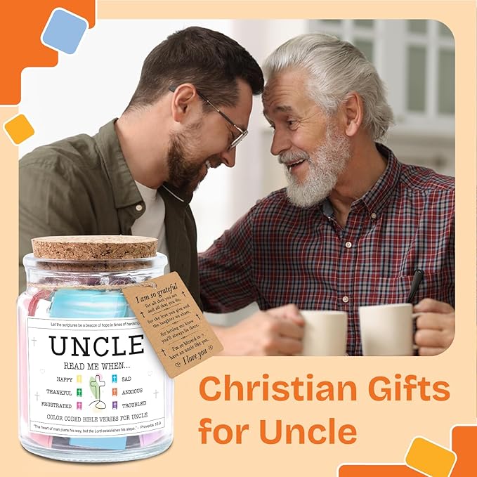 NewEleven Gifts For Uncle - Birthday Gifts For Uncle, Funcle - Meaningful Present, Inspirational Gift For Uncles From Newphew, Niece, Kids - Bible Verse Jar
