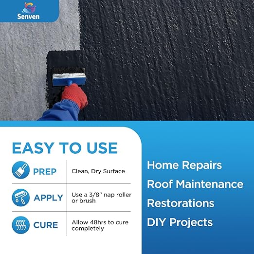 Waterproof Sealant Black Waterproof Coating 35oz Leak Repair Coating for Flat, Metal, Roofs, Foundations, Gutters, Indoor & Outdoor Walls, Bathroom, Kitchen, Garden Leak Liquid Sealant