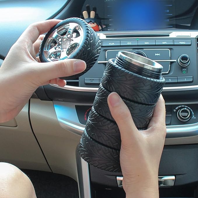 Tire Coffee Mug Gift for Man Christmas Car Coffee Mug Gifts, Stainless Steel Coffee Tea Mug for Fathers Day Thanksgiving Valentine Car Lover Birthday Gift