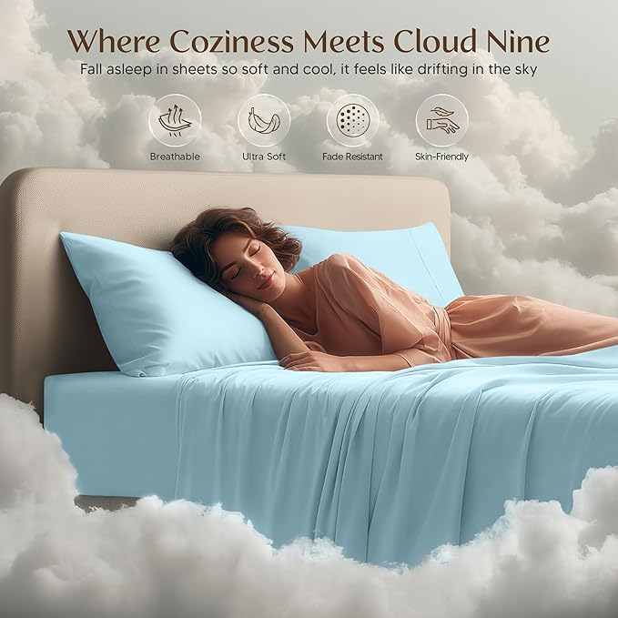 Utopia Bedding Full Size Sheet Set – 4 Piece Bed Sheets, Soft and Breathable Microfiber, Includes 1 Fitted Sheet, 1 Flat Sheet and 2 Pillowcases – Oeko Tex (Ice Blue)