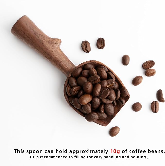 Walnut Coffee Scoop,Wooden Coffee Bean Measuring Spoon,10g Capacity,Natural Wood Coffee Scoop for Tea,Sugar & Powder,Rustic Kitchen Gift for Coffee Lovers