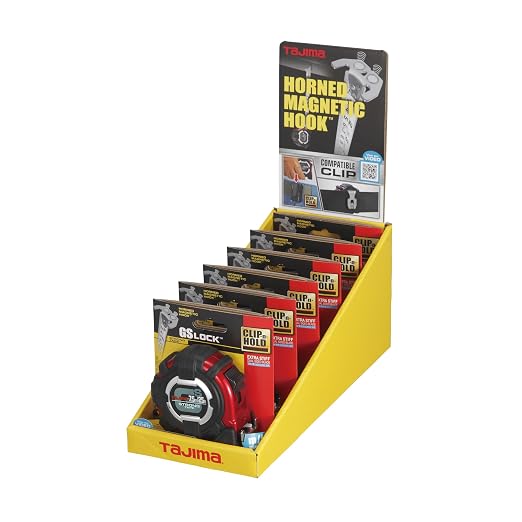 TAJIMA Tape Measure - 25ft/7.5m x 1in GS-Lock Measuring Tape with Horned Magnetic Hook & Compatible Clip - GS-MC25/7.5MBW