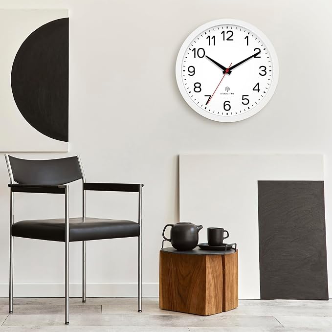 AKCISOT 10 Inch Wall Clock, Battery Operated Analog Clock, Silent Non-Ticking, Ideal for Bedroom, Bathroom, Kitchen, Office and School, White