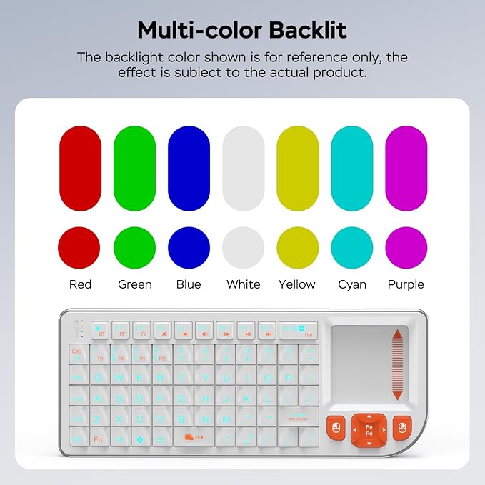 Mini Keyboard with Touchpad, Mini Bluetooth Keyboard, Ultra-Compact Portable for IT Professionals, Field Service Technicians, Home Theater PC & Multi-Device Travel - Durable &Reliable, White