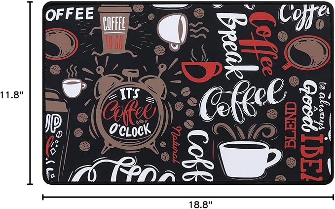 SHACOS Coffee Bar Mats 2-pack, 12x19 Inch Absorbent Non-Slip Rubber, Waterproof & Heat Resistant, Black