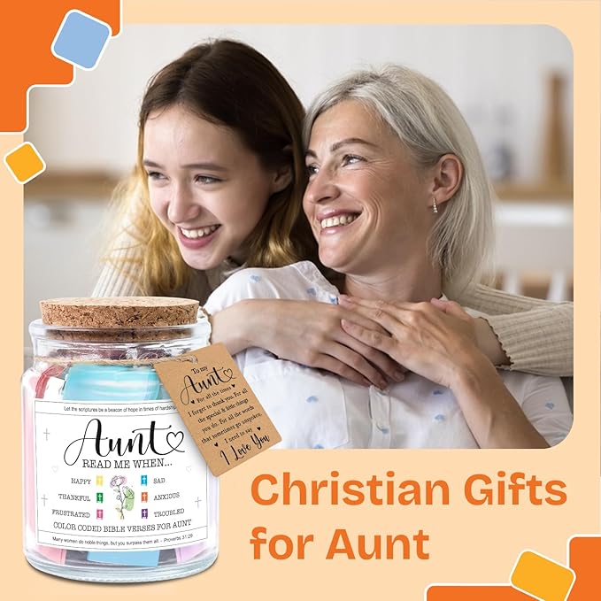 NewEleven Mothers Day Gifts For Aunt - Aunt Birthday Gift From Niece, Newphew, Kids - Auntie Gift Ideas, Christian Gifts For Aunts - Bible Verse Jar