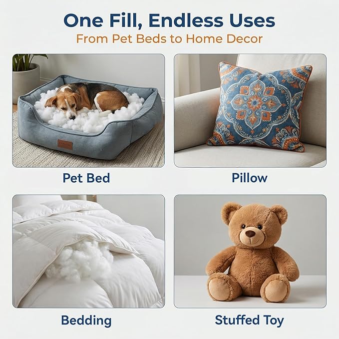 MAQIHAN Premium Polyester Fiberfill - High Resilience Stuffing for Stuffed Animals, Toys, Pillows, Cushions, Cloud Decorations & Mother's Day DIY Crafts, Machine Washable, 5.3 OZ