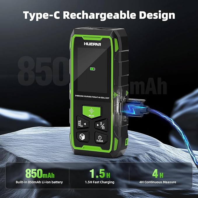 Huepar Professional Dual Laser Measuring Tool 393ft, 5 Years Warranty, Rechargeable Bilateral Laser Measurement Tool, Laser Room Measure Devices, Magnetic Metro Laser Distance Measure, Angle Sensor