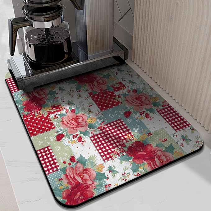Kitchen Countertop Dish Drying Mat,Super Absorbent Coffee Bar Mat for Maker Espresso Machine, Anti-Slip Accessories for Kitchen Countertops 24x18 Inch