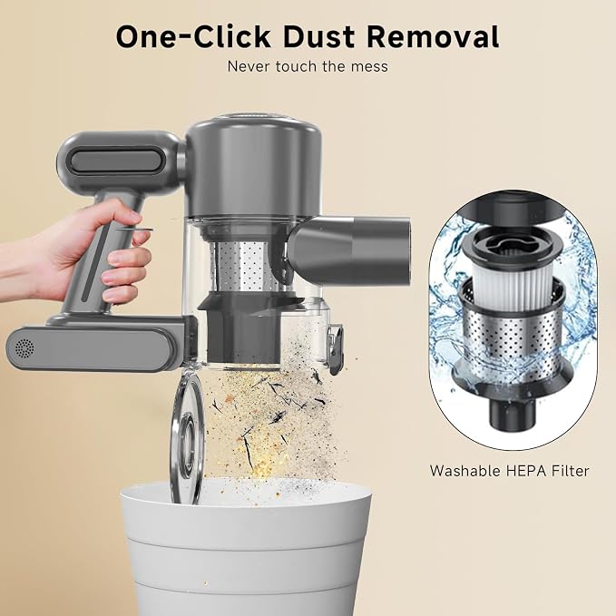 Cordless Stick Vacuum Cleaner - Rechargeable,40Kpa Powerful Suction Vacuum for Home,45Mins Runtime,Detachable Battery,Anti-Tangle, 8 in 1 Lightweight Vacuum for Pet Hair Carpet Hardwood, Silver