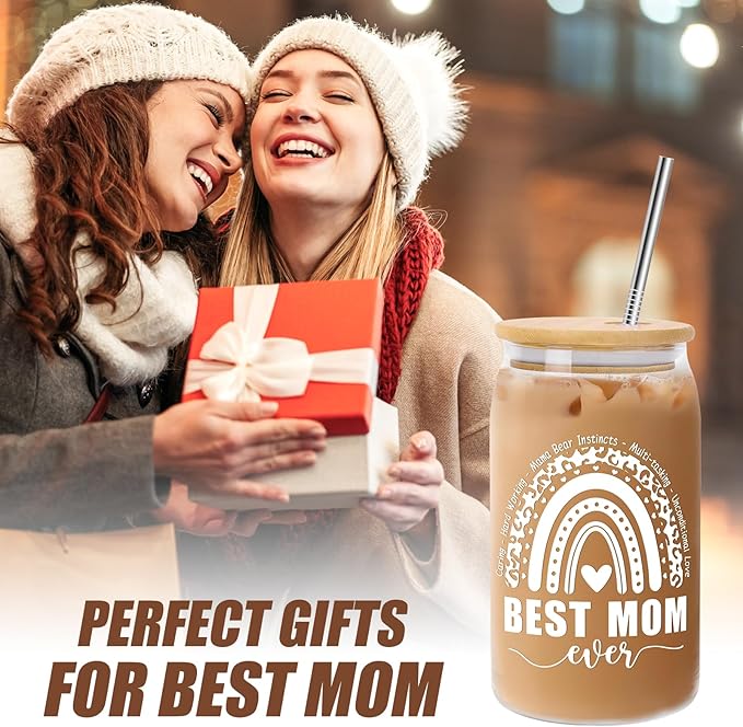 Mothers Day Gifts for Mom from Daughter Son, Gifts for Women Mama Stepmom Mother In Law Bonus Mom, Personalized Anniversary Birthday Mothers Day Presents for Wife from Husband - Can Glass Cups 16OZ