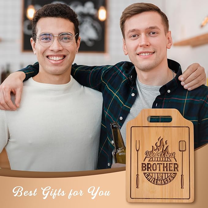 AceThrills Gifts for Brother Gifts Adult, Brother Birthday Gift from Sister for Fathers Day Gift - Engraved Cutting Board 13.78"L × 9.84"W × 0.4"Th
