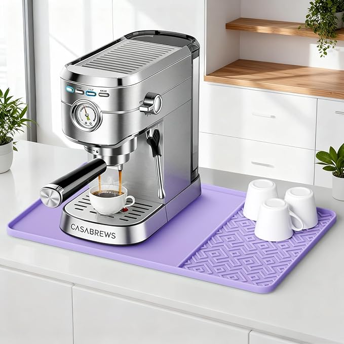 Silicone Coffee Mat with Raised Edges 19" x 12" – Waterproof Countertop Mat, Coffee Maker Pad, Espresso Machine Mat, Heat Resistant Dish Drying Mat