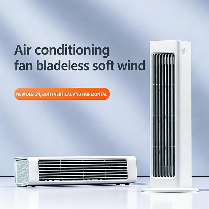 Conditioner, 3 Speed Remote Control Desktop Air Fan, USB Rechargeable Portable Cooling Air Conditioner Fan for Indoor Home Bedroom Office Kitchen