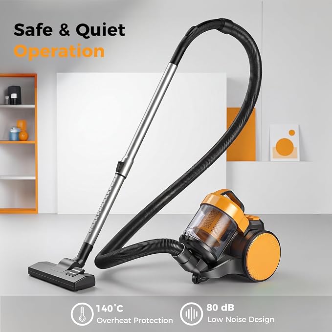 NEWBULIG Canister Vacuum Cleaners for Home, Strong Suction Bagless Vacuum Cleaner, 850W 16Kpa for Hard Floor and Carpet, Retractable Cord,1.8L Large Dust Cup