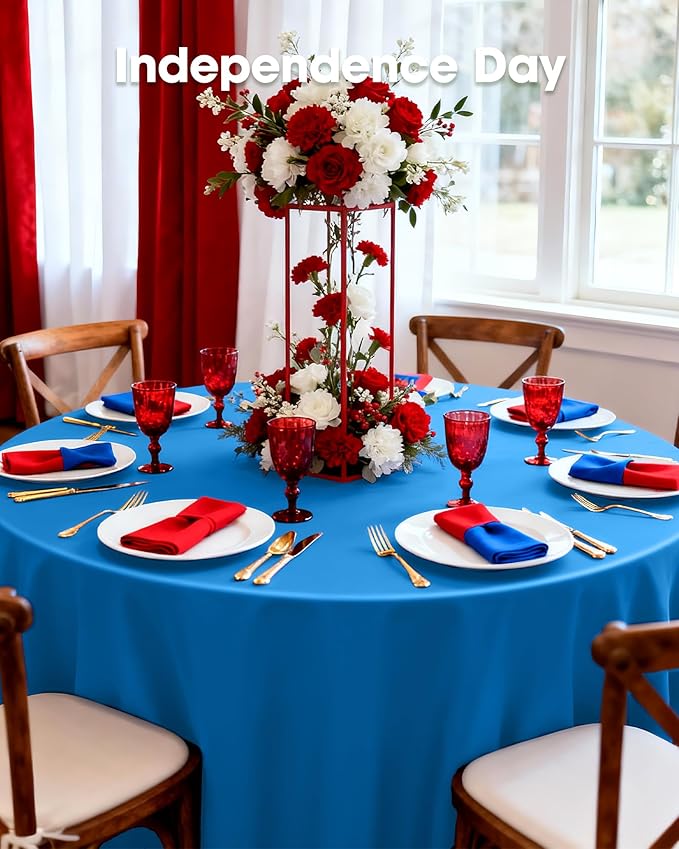 Pureegg Plastic Table Cloth Disposable 20 Pack, 84'' Round Table Cloths, Graduation Decorations Class of 2025, Graduation Party Tablecloths, Round, Plastic Cover, Leakproof & Sturdy, Blue