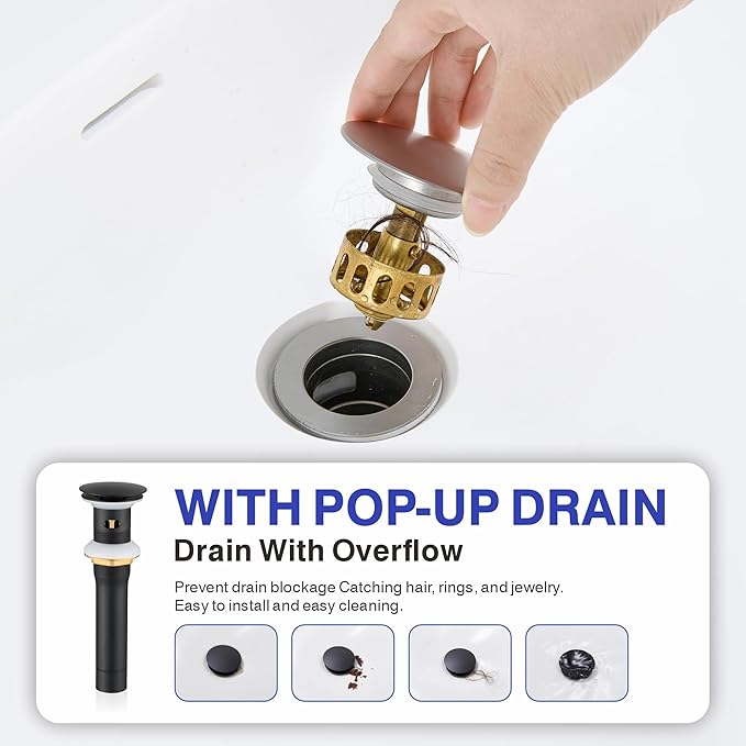 Kablle Bathroom Faucet with Pull Down Sprayer 3 Holes, Matte Black 4 inch 2 Handles Centerset Laundry Bar Basin Pull Out Bathroom Sink Faucet with Pop-Up Drain, KBL-6002B
