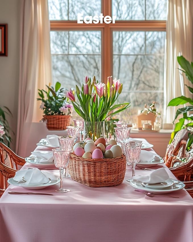 Pureegg Plastic Table Cloth Disposable 20 Pack, 54 x 108 Inch Table Cloths, Easter Party, Valentines, Mothers Day Decorations, Tablecloths, Rectangle, Pastel Plastic Cover, Leakproof & Sturdy, Pink