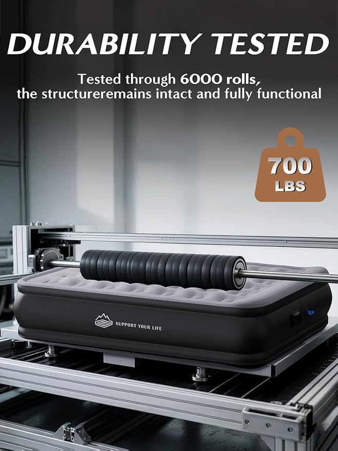 JUITOY Queen Air Mattress with Built in Pump, 18" Upgraded One-Touch Inflatable Airbed for Home, Camping Guests, Portable Blow Up Mattress, 770lbs Capacity