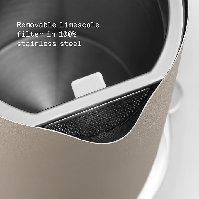 Aarke Stainless Steel Kettle - Perfect for Coffee and Tea Maker Enthusiasts, Non-Drip Spout, Double-Wall Construction, Dry Boil Protection, Heat-Safe Handle, LED Cool-Down Indicator, 1.2L (Sand)