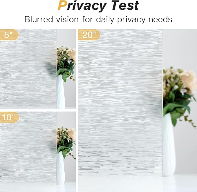 Haton Window Privacy Film, Frosted Glass Privacy Window Clings, Sun Blocking Frosting Opaque Coverings, Static Cling Removable Decorative Stickers for Home Door, Non-Adhesive 23.6" x 78.7"