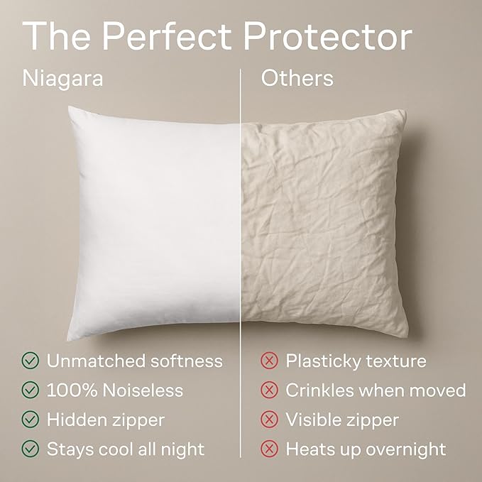 Ultra Soft Pillow Protectors with Zipper Standard Size - Set of 8 Breathable Pillow Covers - 100% Protection Against Stains, Dust & Dirt - Machine Washable (White)
