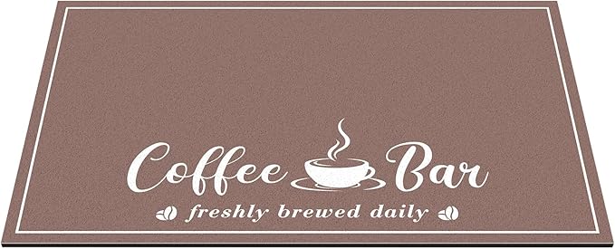 CooRug Absorbent Coffee Mat, Fashion Dish Drying Mat for Kitchen Counter Coffee Bar Accessories Espresso Machine Dish Rack 16" x 24" Brown